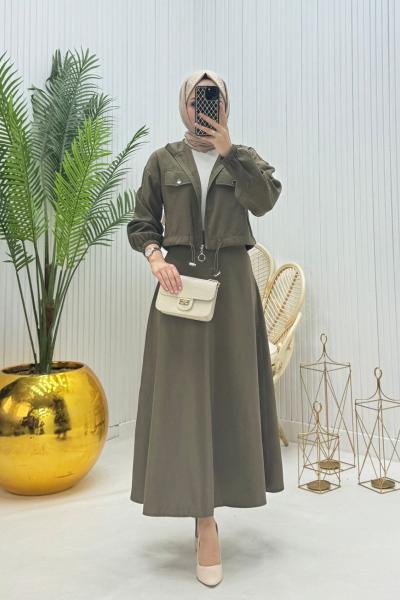 Moss Tesettür Takım Haki Yeşili Haki