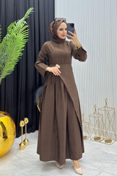 Nalya Elbise Kahverengi Kahverengi