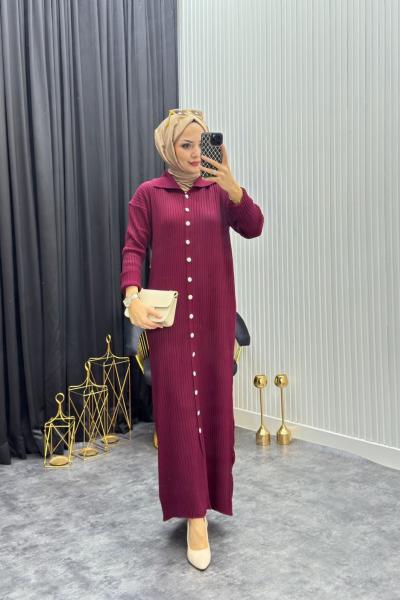 Nare Elbise Bordo Bordo