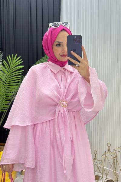 NİLDA ETEKLİ TAKIM PEMBE Pembe