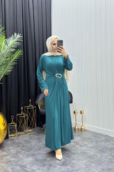 Oliva Tesettür Elbise Zümrüt Zümrüt