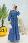 Oya Tesettür Elbise Mavi Mavi