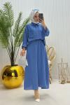 Papatya Tesettür Takım Mavi Mavi