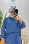 Papatya Tesettür Takım Mavi Mavi