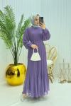 Pera Tesettür Elbise Lila Lila