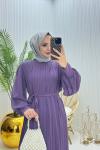 Pera Tesettür Elbise Lila Lila