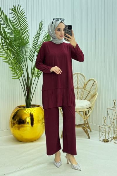 Piliseli Sandy Takım Bordo Bordo