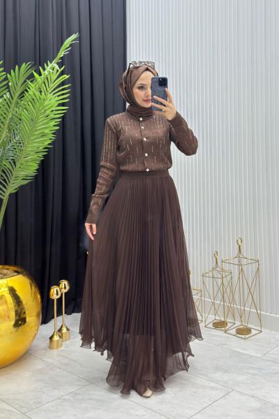 Piliseli Takım Kahverengi Kahverengi