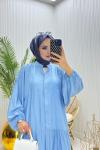 Pinky Tesettür Elbise Mavi Mavi