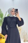 Pırıltı Tesettür Elbise Siyah  Siyah