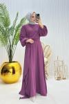 Pırıltı Tesettür Elbise Mor Mor