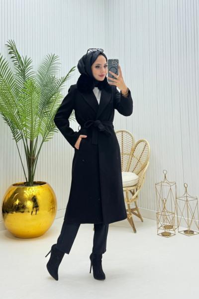 Prenses Tesettür Kaban Siyah  Siyah