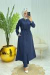 Ribanalı Tesettür Takım Lacivert  Lacivert