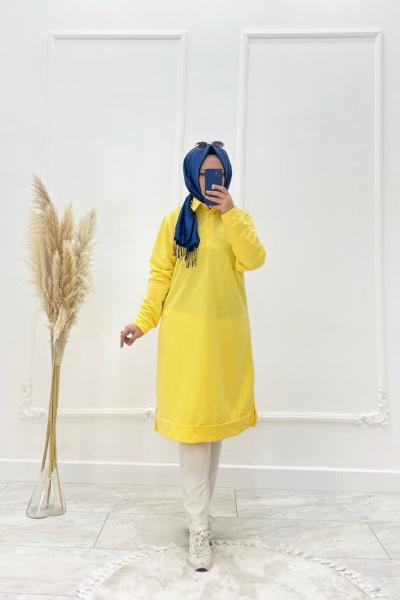 Şahane Tesettür Tunik Sarı  Sarı