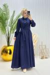Şahika Tesettür Elbise Lacivert  Lacivert