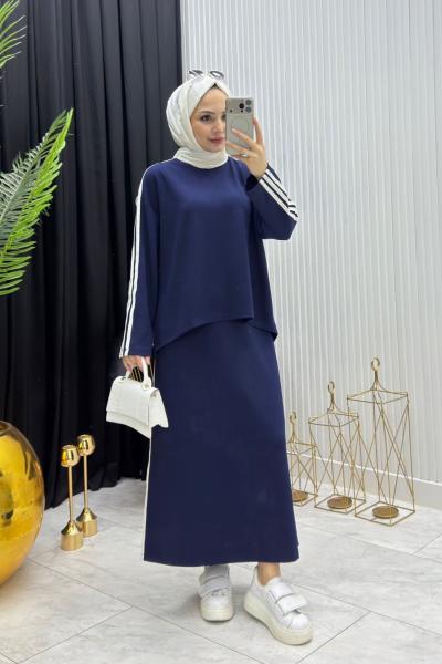 Şeritli Takım Lacivert Lacivert