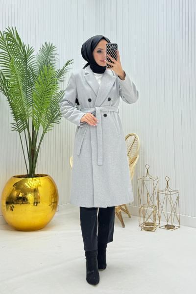 Sevinç Tesettür Kaban Gri Gri