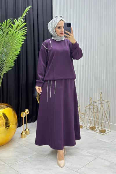 Taşlı Takım Mor Mor