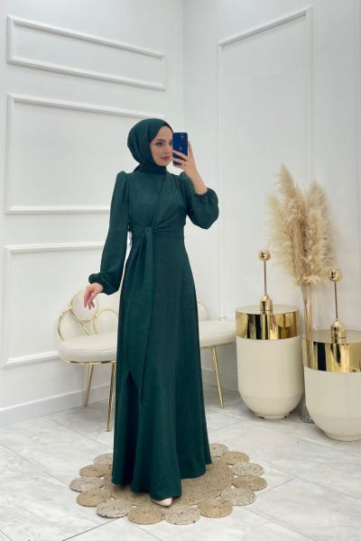 Yaren Tesettür Elbise Zümrüt
