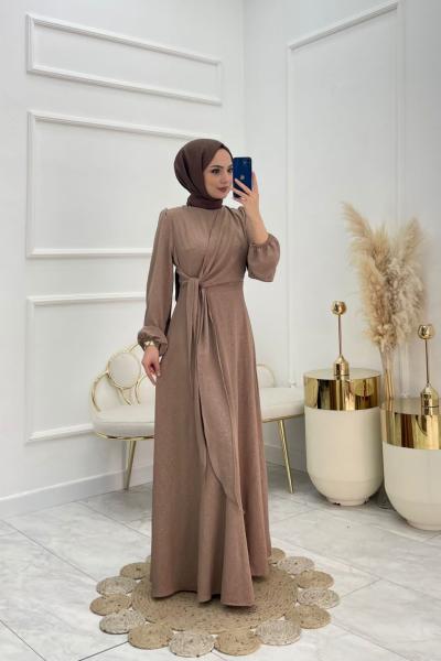 Yaren Tesettür Elbise Vizon Vizon