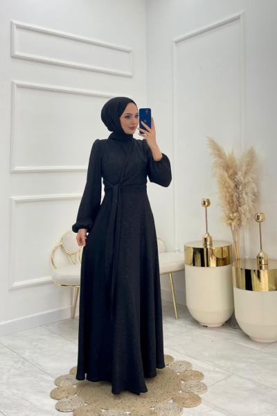 Yaren Tesettür Elbise Siyah Siyah