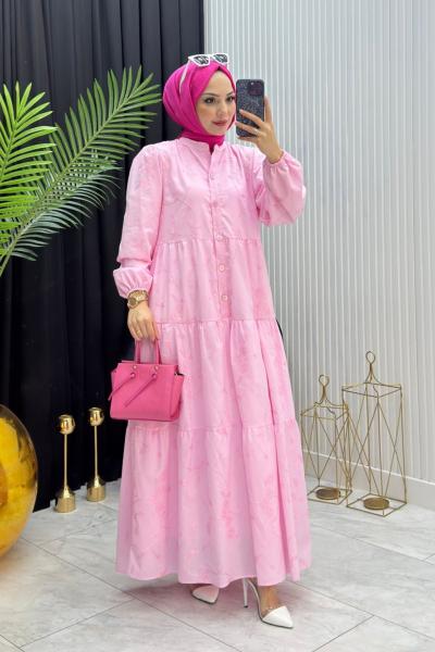 ZEREN ELBİSE PEMBE Pembe